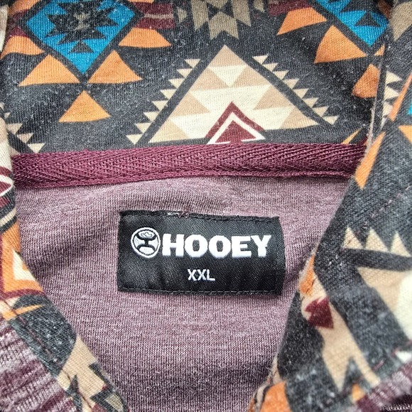 Hooey Lock Up Hoodie Sweatshirt Mens 2XL Burgundy Striped Pullover Aztec Hood - Picture 8 of 11
